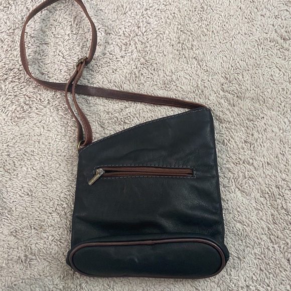 Zipper top black and brown cross body bag - Picture 2 of 5